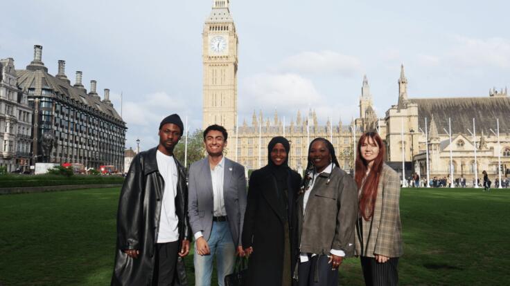 Manchester based young people outside parliament for our annual parliamentary event in London.