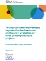 Therapeutic early interventions to prevent school exclusion and truancy: evaluation of three contemporaneous projects